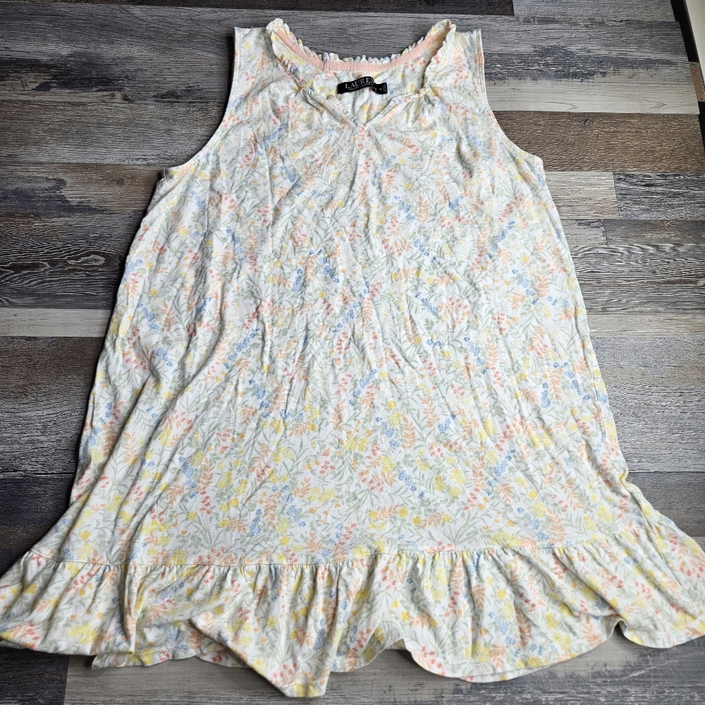 Lauren Ralph Lauren Black Label Women's Nightgown Ruffle Hem Medium Floral